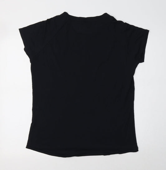 Get Over Womens Black Basic T-Shirt Size L Crew Neck