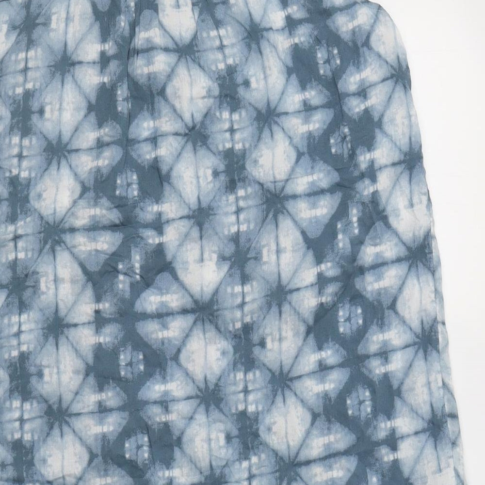 NEXT Womens Blue Geometric Viscose Basic Tank Size 10 V-Neck