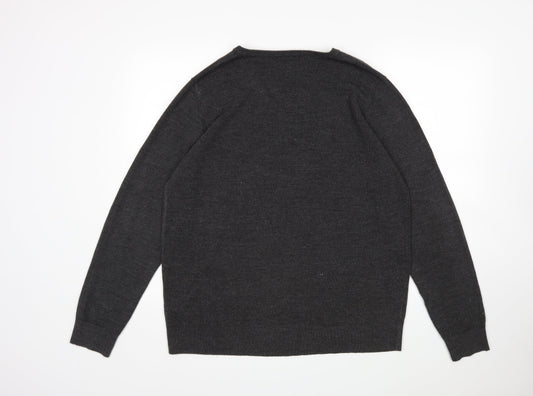 Cedar Wood State Mens Grey V-Neck Acrylic Pullover Jumper Size XL