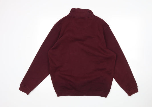 One Valley Mens Purple Collared Cotton Pullover Jumper Size S