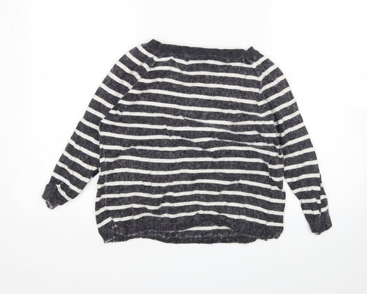 Topshop Womens Multicoloured Round Neck Striped Cotton Pullover Jumper Size 10