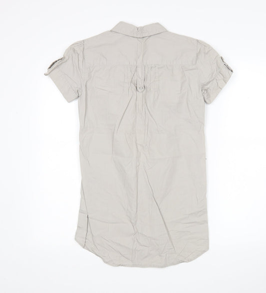 Pull & Bear Womens Grey Cotton Basic Polo Size S Collared