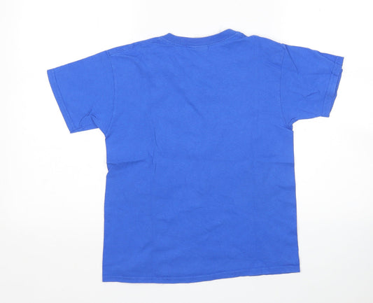 Gildan Boys Blue Cotton Basic T-Shirt Size M Round Neck