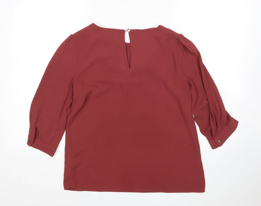 Oasis Womens Pink Polyester Basic Blouse Size 10 Round Neck