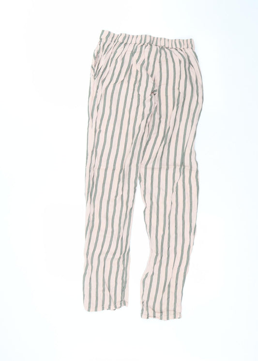 Etam Womens Pink Striped Viscose Trousers Size S L26 in Regular