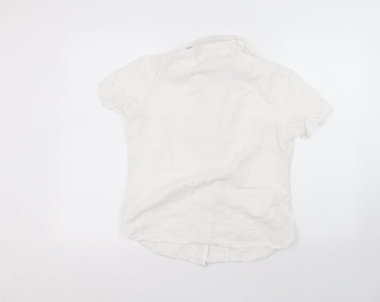 Marks and Spencer Womens White Lyocell Basic Button-Up Size 12 Collared
