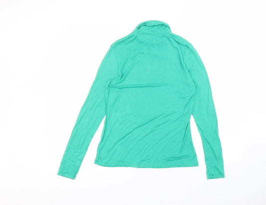 Very Womens Green Viscose Basic T-Shirt Size 10 Roll Neck