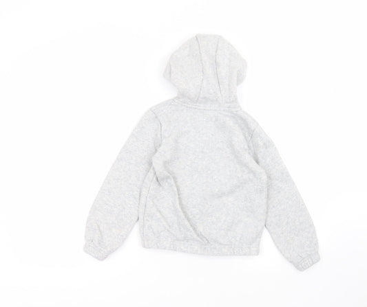 JEFF & CO Girls Grey Cotton Full Zip Hoodie Size 7-8 Years