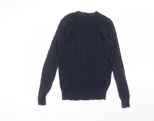 Jack Russell Mens Blue Round Neck Cotton Pullover Jumper Size M