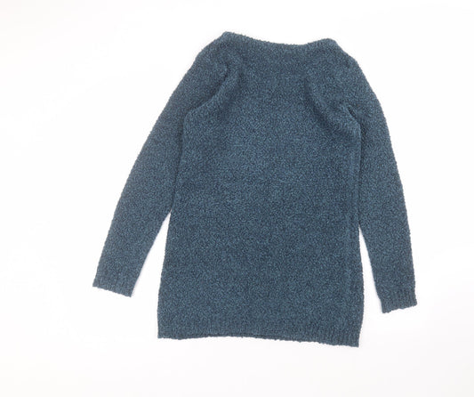 Peacocks Womens Blue Round Neck Acrylic Pullover Jumper Size S