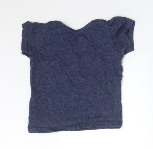Young Dimension Girls Blue Floral Cotton Basic T-Shirt Size 12-18 Months Round Neck - I LOVE MY GRANDMA AND SHE LOVES ME