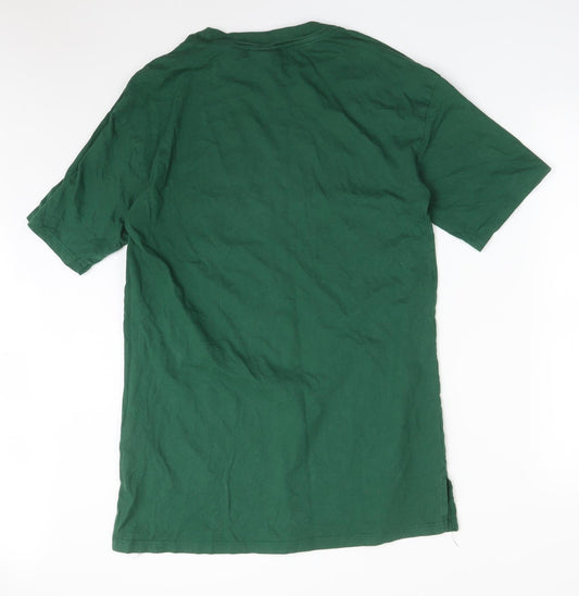 Topshop Womens Green Cotton Basic T-Shirt Size 10 Round Neck