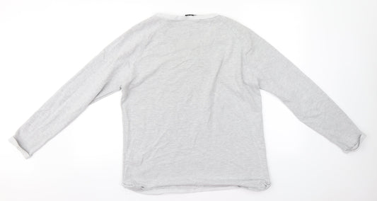 Very Womens Grey Round Neck Cotton Pullover Jumper Size 14 - Lets Lounge