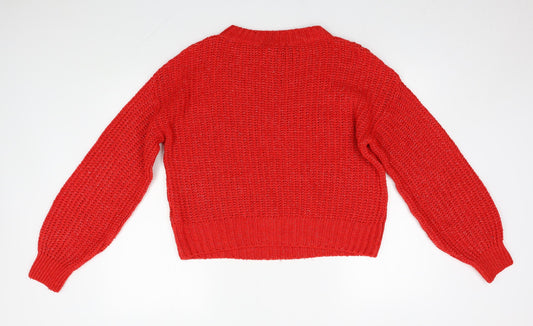 NEXT Womens Red Round Neck Acrylic Pullover Jumper Size S
