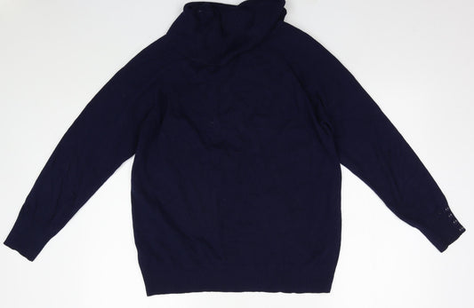 First Avenue Womens Blue Roll Neck Viscose Pullover Jumper Size 16