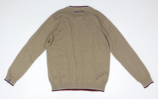 Santa Monica Mens Brown Round Neck Cotton Pullover Jumper Size L