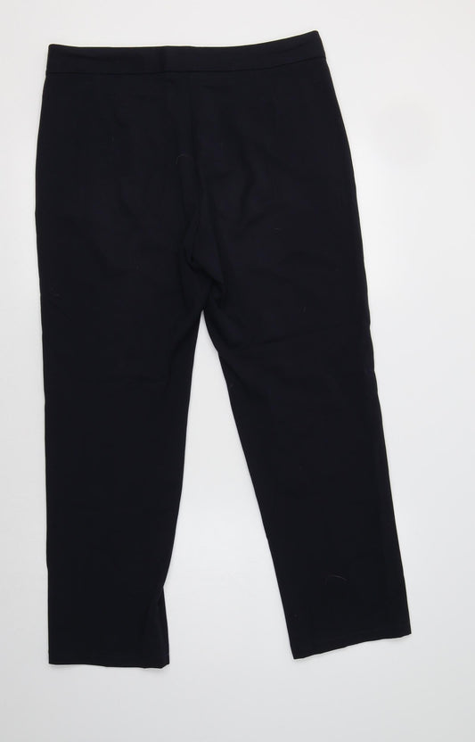 M&S Womens Blue Viscose Dress Pants Trousers Size 12 L28 in Regular