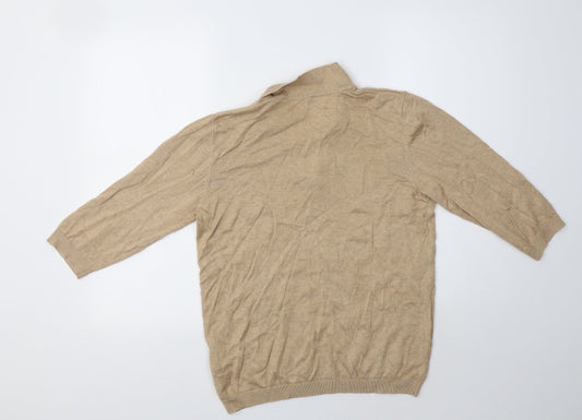 ADPT. Womens Beige Collared Viscose Pullover Jumper Size L