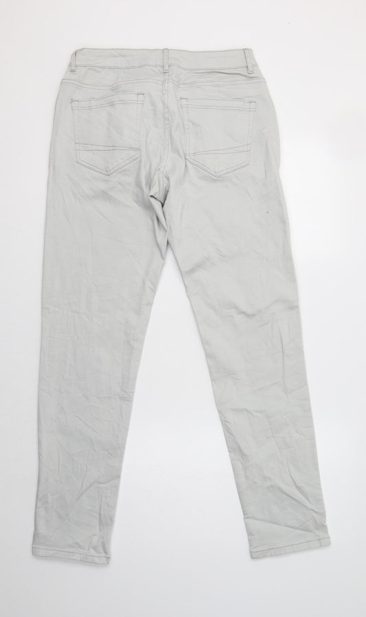 Upz Fashion Womens Grey Cotton Straight Jeans Size 12 L31 in Regular