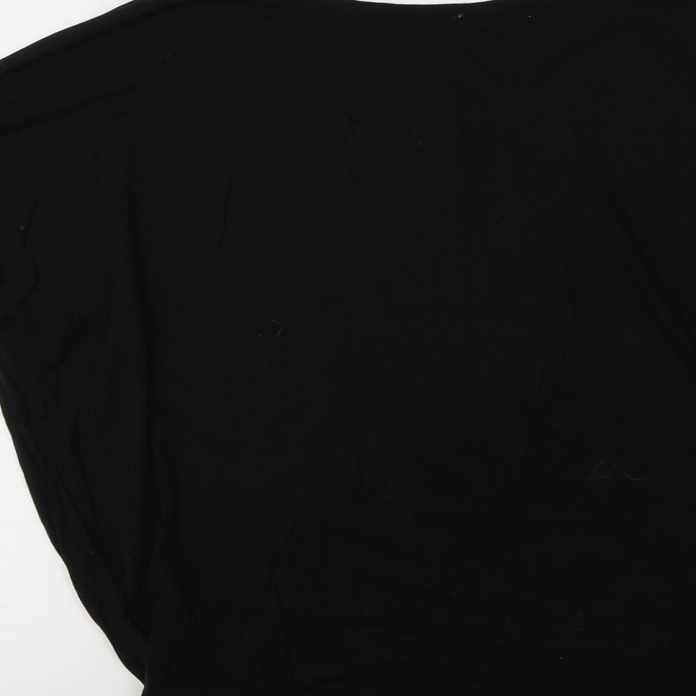 New Look Womens Black Viscose Basic Polo Size 8 Crew Neck
