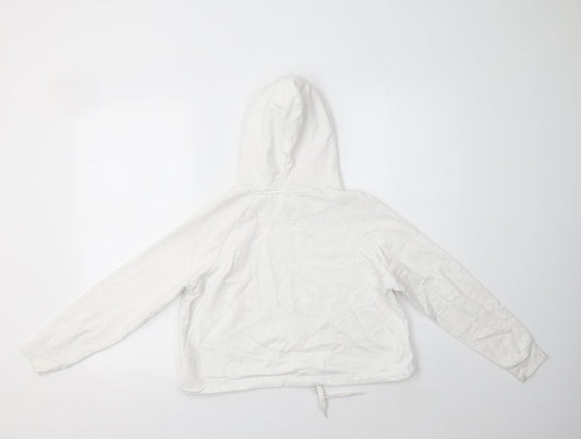 Jeff & Co Girls White Cotton Pullover Hoodie Size 11-12 Years