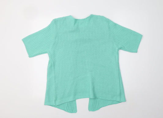 Anamor Womens Green Crew Neck Cotton Cardigan Jumper Size L