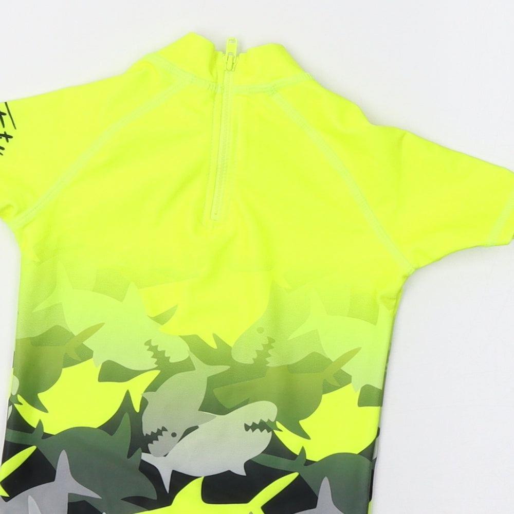 NEXT Baby Yellow Polyester Jersey T-Shirt Size 6-9 Months Mock Neck - Shark Print
