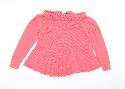 elite Womens Pink Roll Neck Cotton Pullover Jumper Size L
