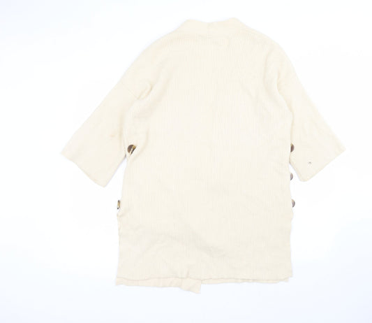 NEXT Womens Beige V-Neck Viscose Cardigan Jumper Size S