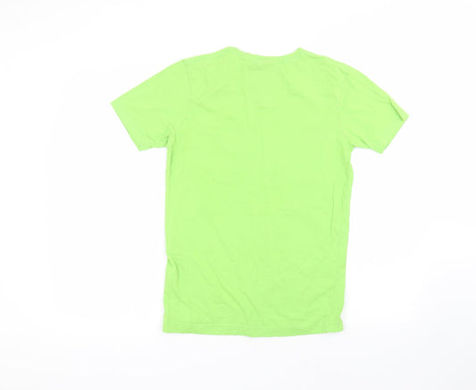 Petrolium Womens Green Cotton Basic T-Shirt Size S Round Neck