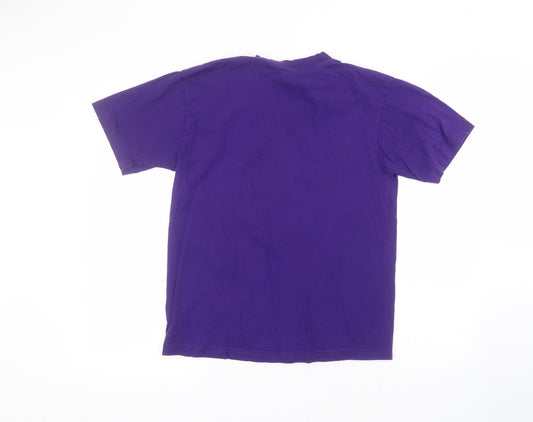 BLUE MAE Mens Purple Cotton T-Shirt Size M Round Neck