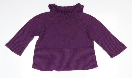 CMD Womenswear Womens Purple Collared Acrylic Cardigan Jumper Size S - Large Collar
