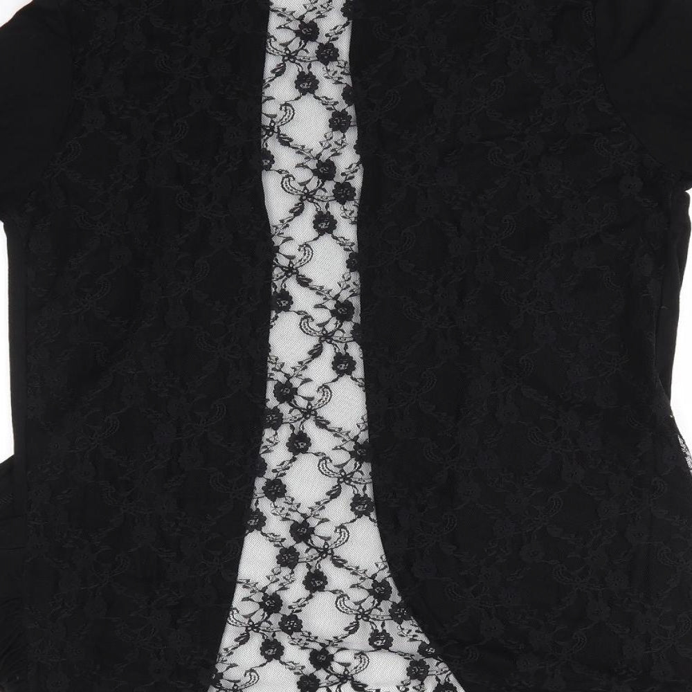 Nella Fantasia Womens Black V-Neck Rayon Cardigan Jumper - Lace Back