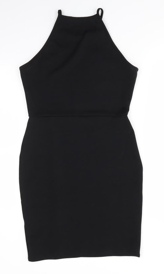 Missguided Womens Black Polyester Bodycon Size 12 Square Neck