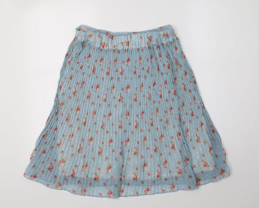 Eucalyptus Womens Blue Floral Polyester A-Line Skirt Size S