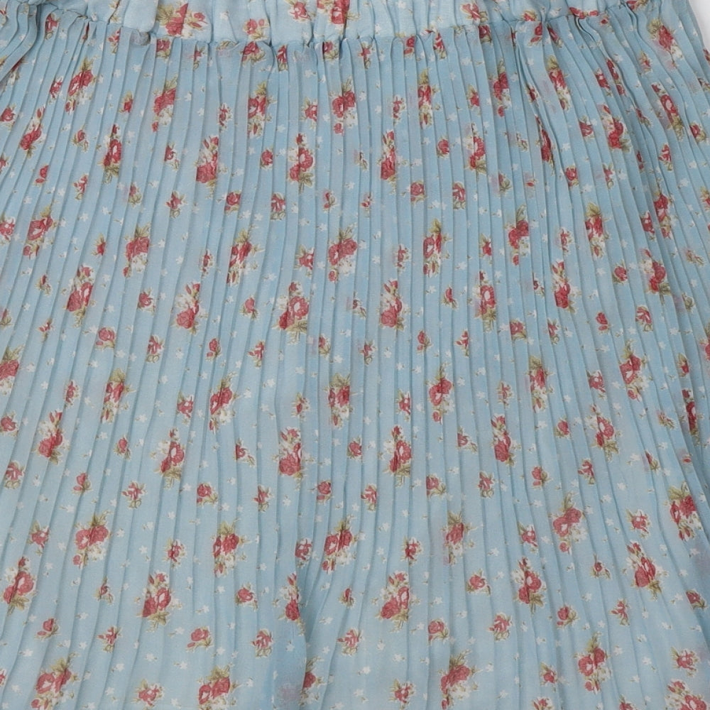 Eucalyptus Womens Blue Floral Polyester A-Line Skirt Size S