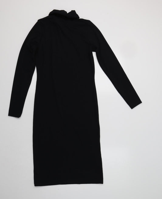 Preworn Womens Black Polyester Bodycon Size S Roll Neck