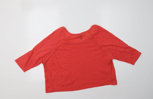 VERO MODA Womens Red Basic Blouse Size M Scoop Neck