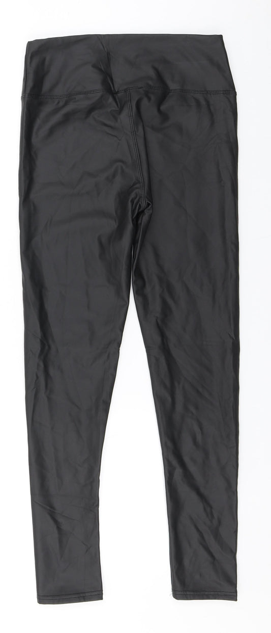 Paris Womens Brown Polyurethane Trousers Size M L23 in Regular