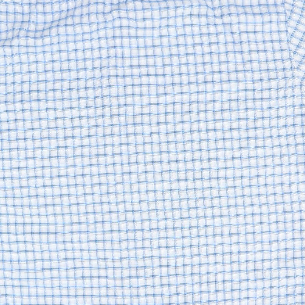 Thomas Brown Mens Blue Plaid Modal Button-Up Size L Collared