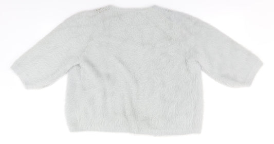 Hepburn Womens Grey Round Neck Polyamide Cardigan Jumper Size L