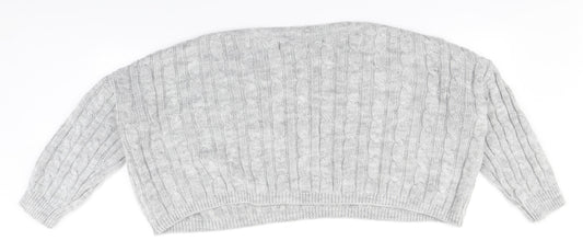 Cameo Womens Grey Round Neck Acrylic Pullover Jumper Size M