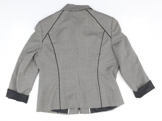 Precis Womens Grey Houndstooth Jacket Size 16