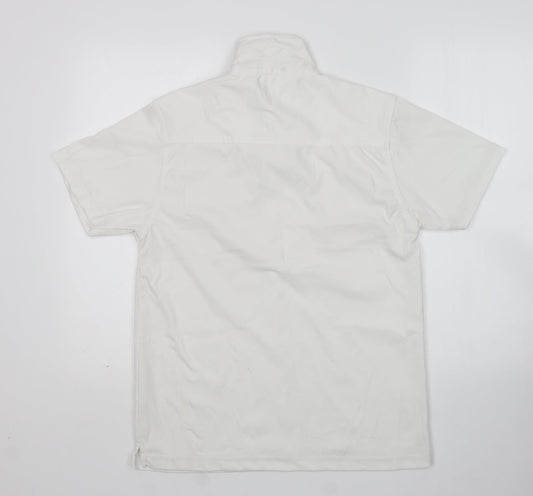 UrbanSpirit Womens White Polyester Basic Polo Size M Collared