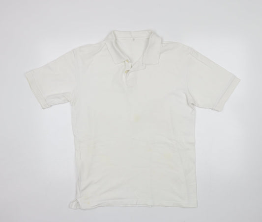 Preworn Mens White Cotton Polo Size XL Collared