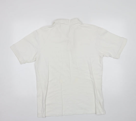 Preworn Mens White Cotton Polo Size XL Collared