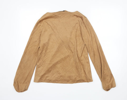 Missguided Womens Brown Polyester Basic Blouse Size 8 V-Neck
