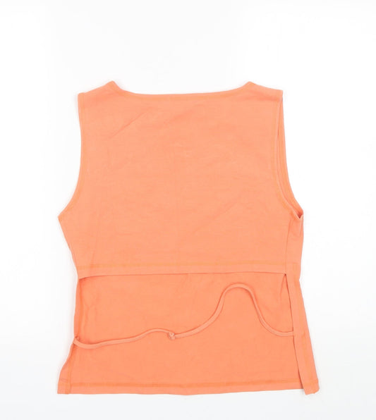 Definitions Womens Orange Cotton Basic Tank Size 14 Round Neck