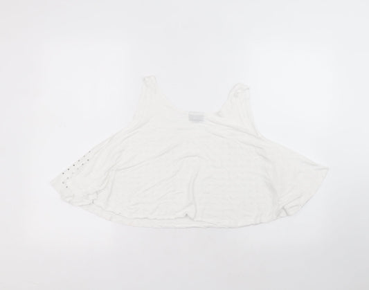 Topshop Womens White Viscose Basic Blouse Size S Round Neck