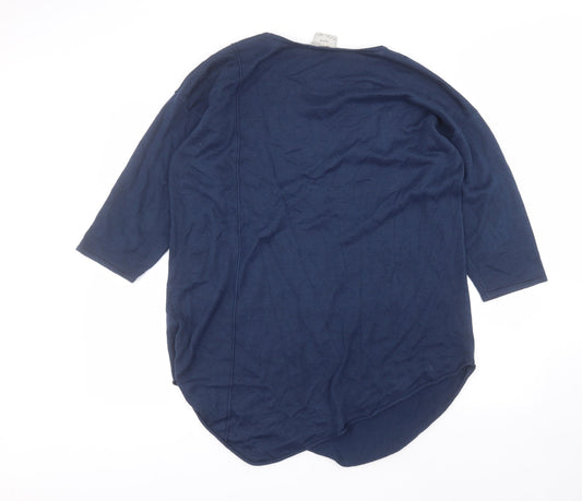 soft B Womens Blue Acrylic Basic T-Shirt Size M Round Neck